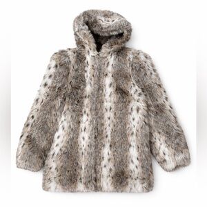 Vintage Faux Fur Hooded Jacket | Lynx Print | Style VII | Made in USA